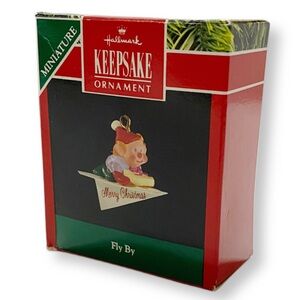 Hallmark Keepsake Miniature, 1991 Fly By, Elf Paper Airplane Christmas Ornament